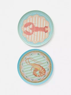 Talerzyki deserowe z morskimi motywami, 2 szt.
