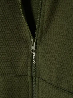 Teksturowana bluza z kapturem i zapięciem na zamek