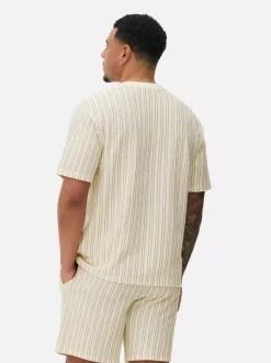 Teksturowana góra od piżamy w paski