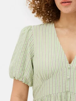 Teksturowana sukienka midi na guziki