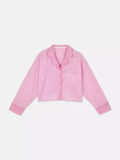 Tkana koszula od piżamy w paski z długim rękawem