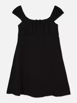 Tkana sukienka z marszczeniami