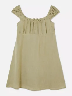 Tkana sukienka z marszczeniami