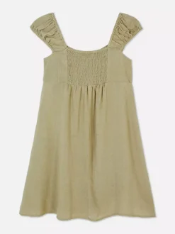 Tkana sukienka z marszczeniami