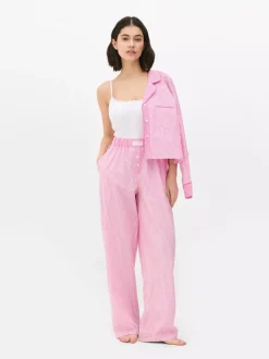 Tkane spodnie od piżamy w paski