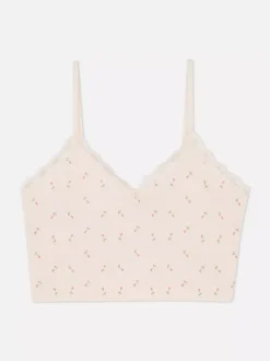 Top na ramiączkach z koronkowym obszyciem