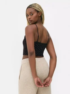 Top na ramiączkach z koronkowym obszyciem