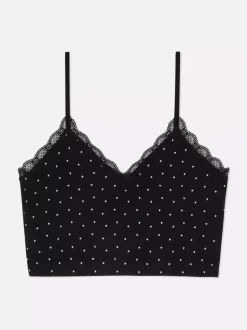 Top na ramiączkach z koronkowym obszyciem