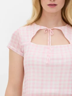 Top w kratkę vichy z siateczką, część zestawu