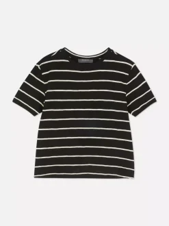 Top z krótkim rękawem i teksturowanymi paskami