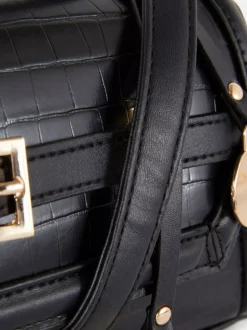 Torba z paskiem z imitacji skóry krokodyla