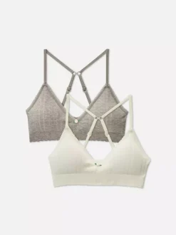 Trójkątne biustonosze z ażurowym wzorem, 2 szt.