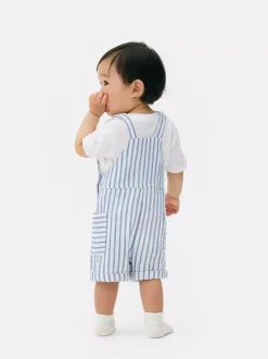 T-shirt i ogrodniczki w paski, komplet