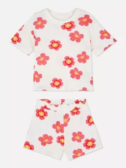 T-shirt i szorty w kwiaty, zestaw