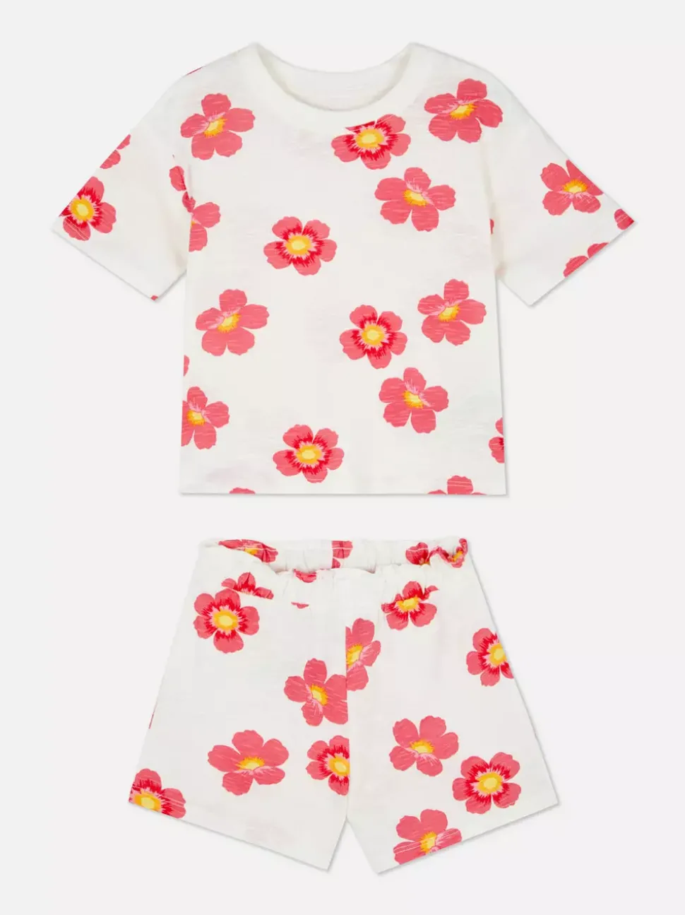 T-shirt i szorty w kwiaty, zestaw