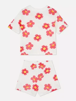 T-shirt i szorty w kwiaty, zestaw
