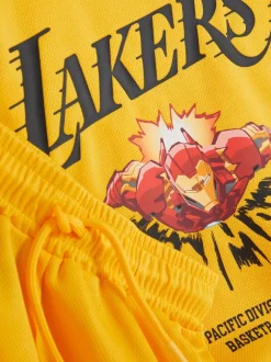 T-shirt i szorty z Iron Manem Marvela i NBA Los Angeles Lakers