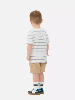 T-shirt w paski o waflowej fakturze