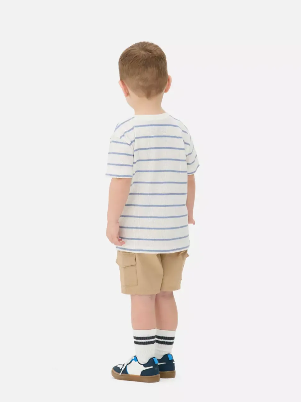 T-shirt w paski o waflowej fakturze