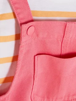 T-Shirt w paski z falbanką i sukienka ogrodniczka