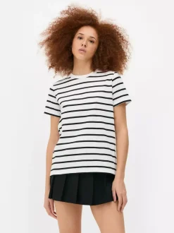 T-shirt w paski z krótkim rękawem