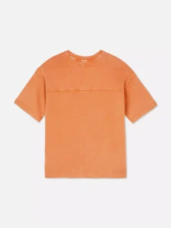 T-shirt z haftem i efektem sprania