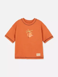 T-shirt z haftowaną grafiką i kontrastowymi szwami