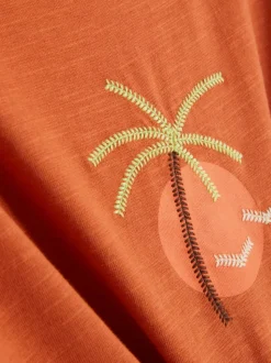 T-shirt z haftowaną grafiką i kontrastowymi szwami