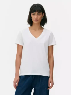 T-shirt z krótkim rękawem i dekoltem w serek