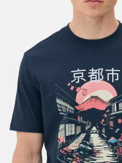 T-shirt z krótkim rękawem i motywem azjatyckim