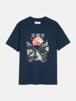 T-shirt z krótkim rękawem i motywem azjatyckim