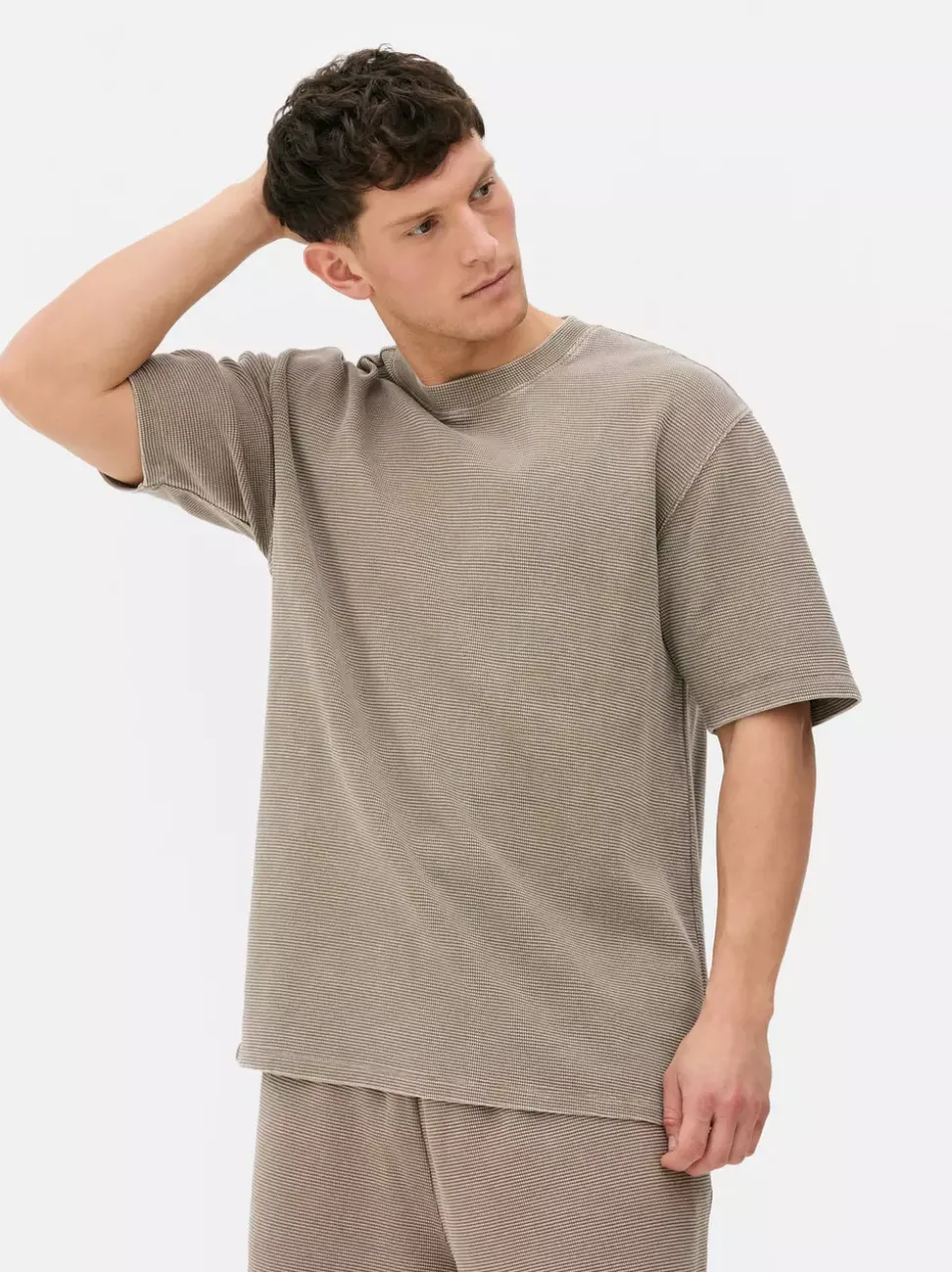 T-shirt z krótkim rękawem o waflowej fakturze