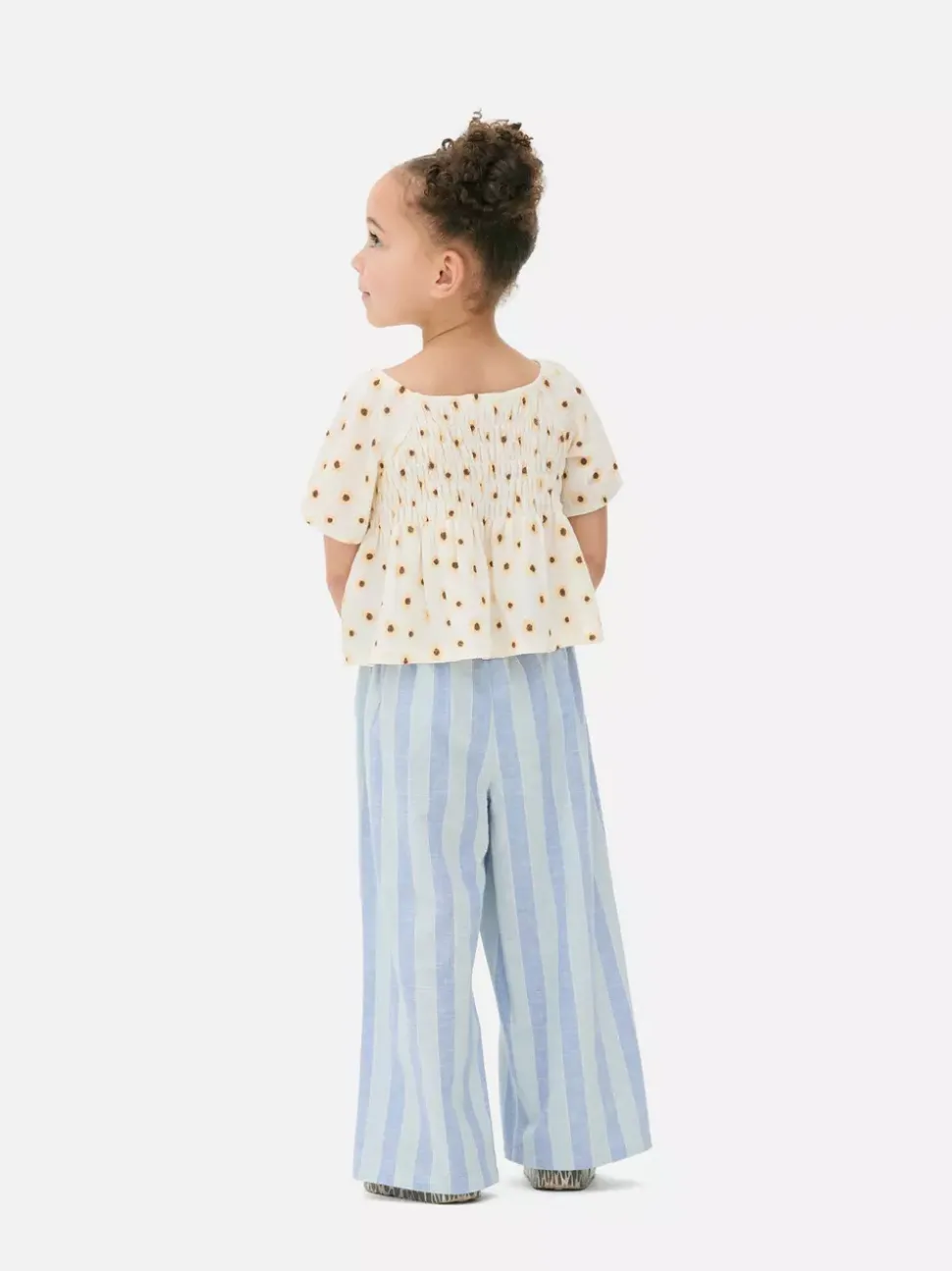 T-shirt z marszczoną fakturą i motywem słonecznika