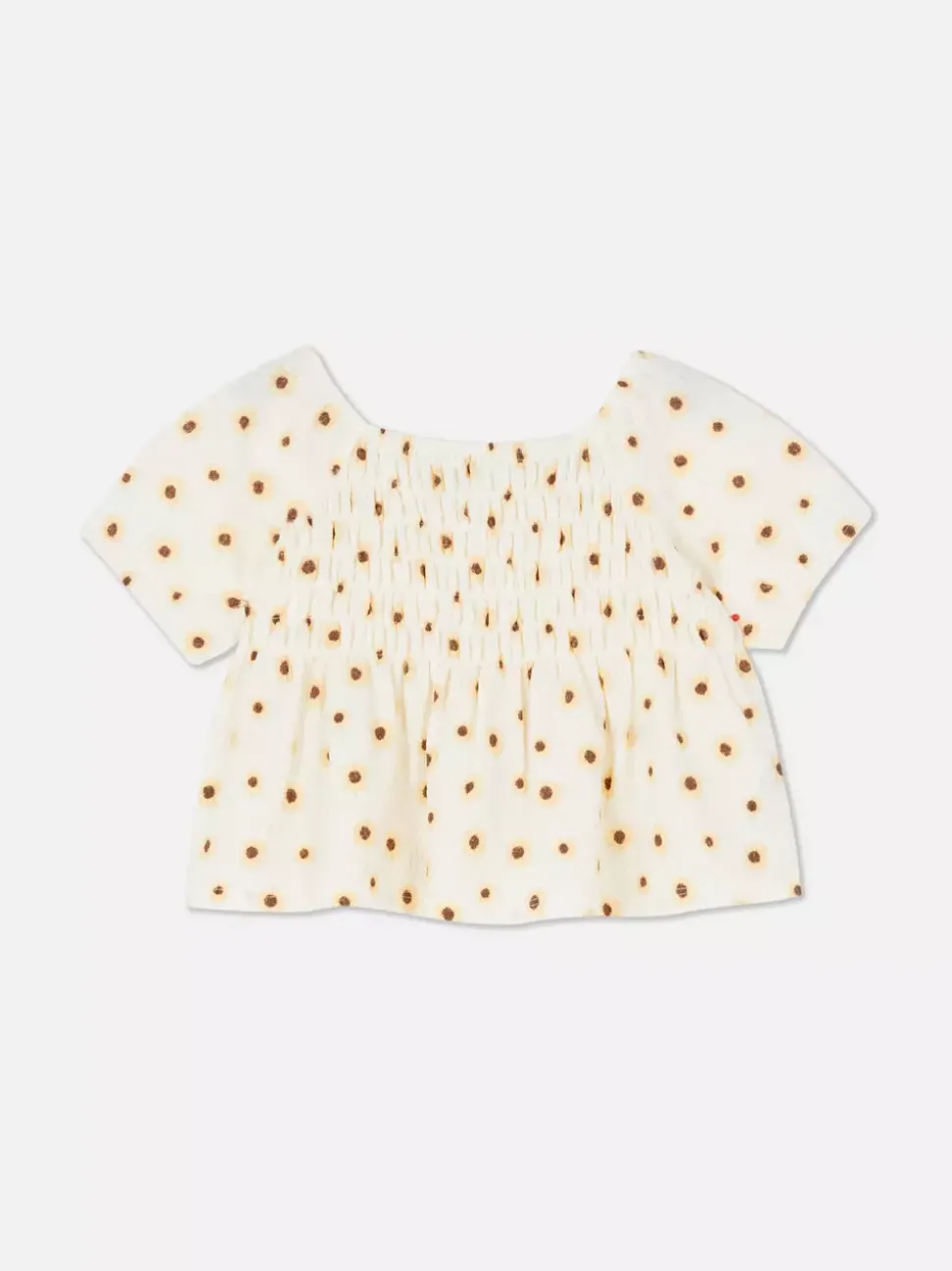 T-shirt z marszczoną fakturą i motywem słonecznika