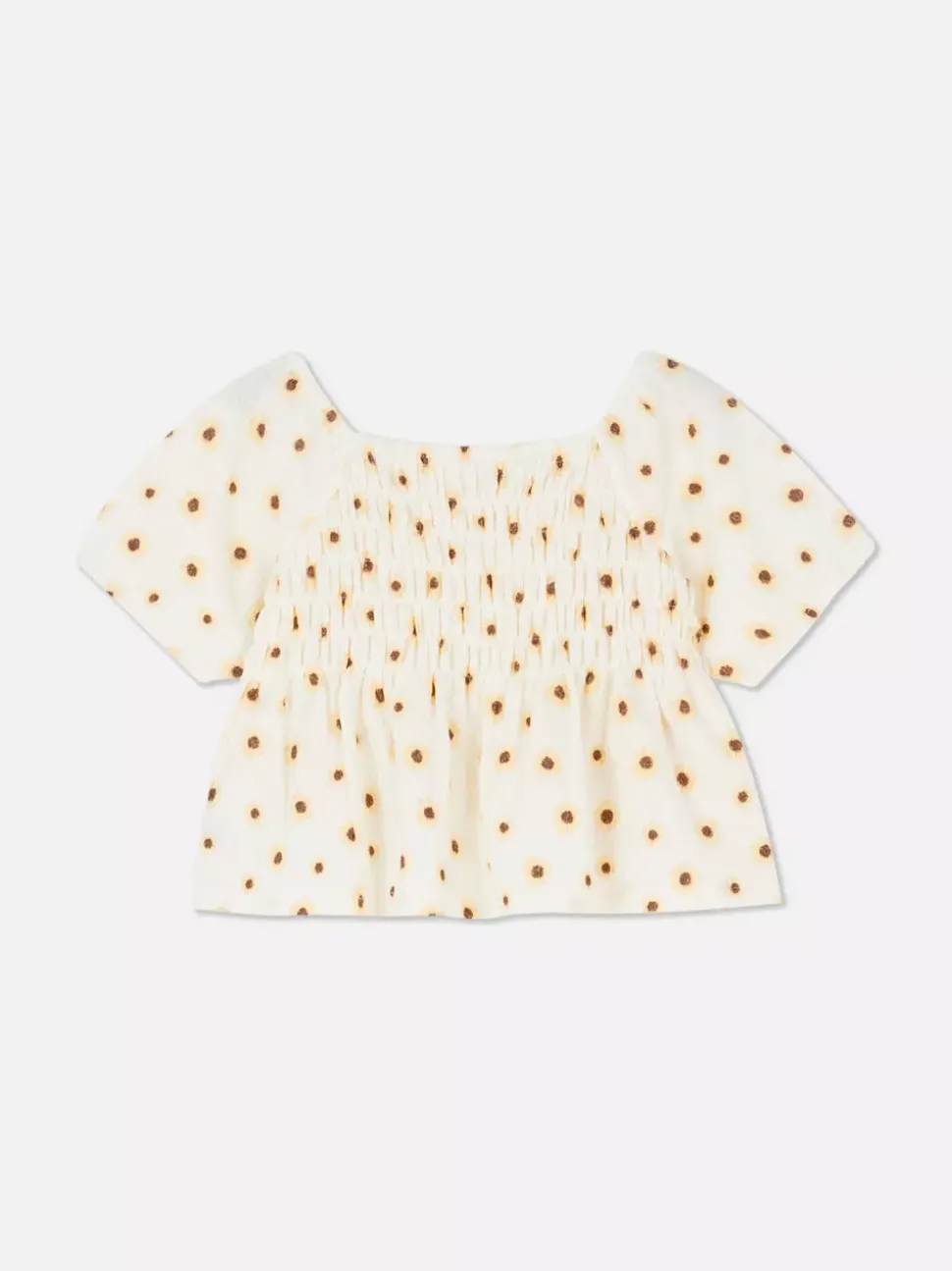 T-shirt z marszczoną fakturą i motywem słonecznika