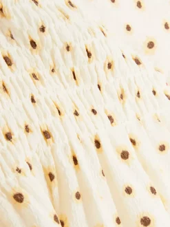 T-shirt z marszczoną fakturą i motywem słonecznika