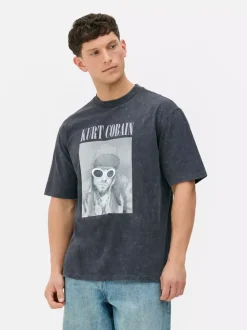 T-Shirt z nadrukiem Kurta Cobaina i efektem sprania