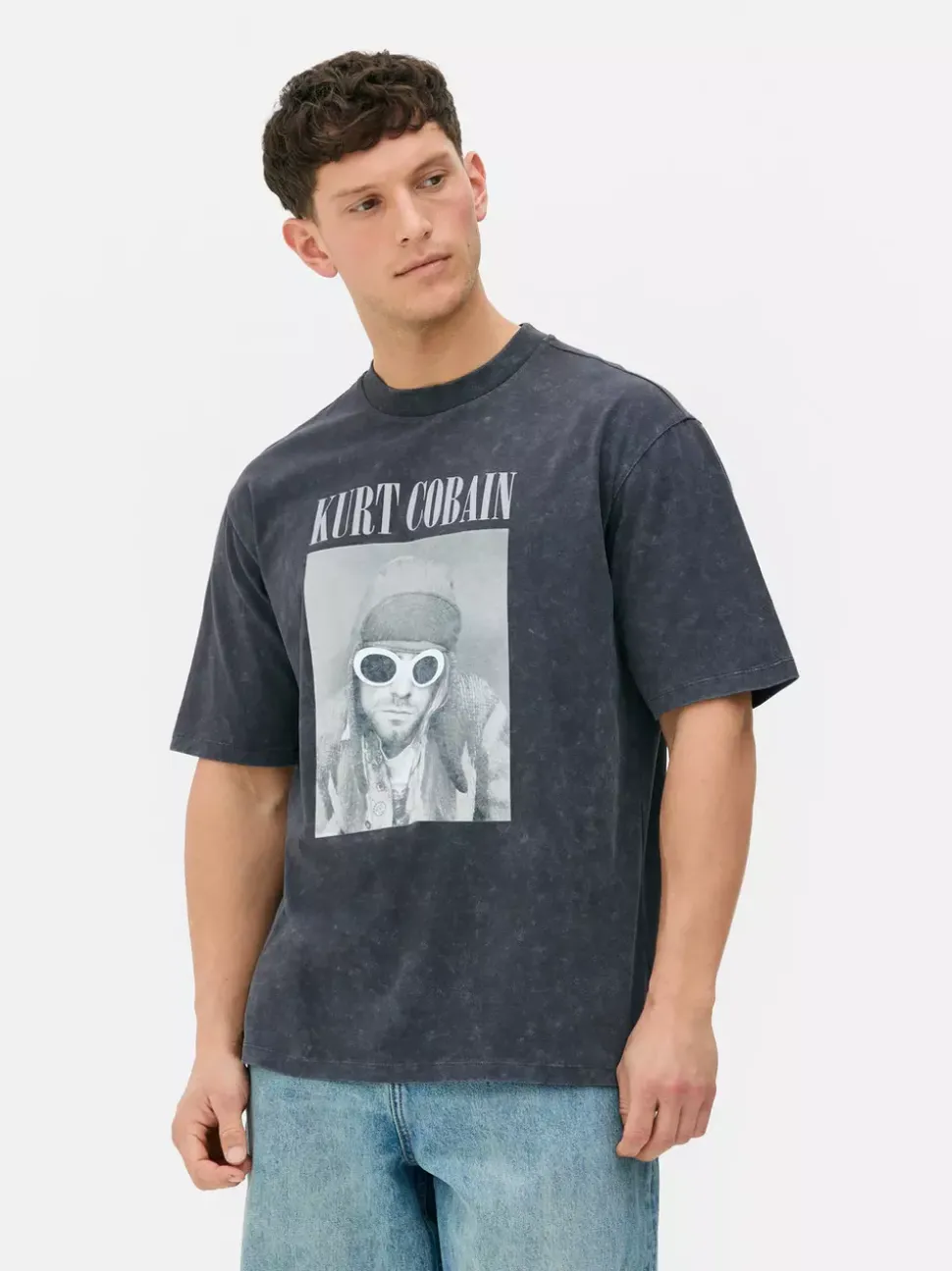 T-Shirt z nadrukiem Kurta Cobaina i efektem sprania