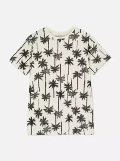 T-shirt z nadrukiem w palmy