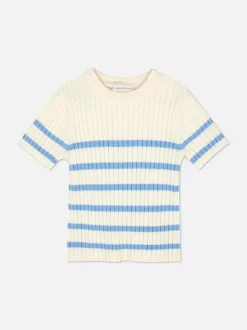 T-shirt z prążkowanej dzianiny