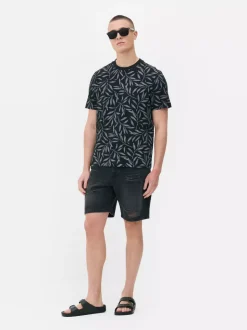 T-shirt ze wzorem liście