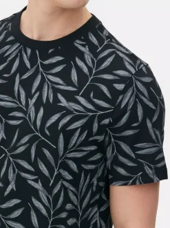 T-shirt ze wzorem liście