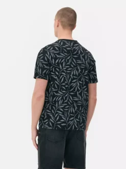 T-shirt ze wzorem liście