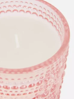 Świeca w szkle o bąbelkowej powierzchni