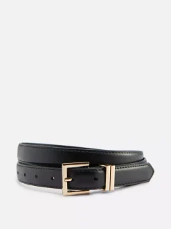 Wąski pasek ze sztucznej skóry z kwadratową klamrą