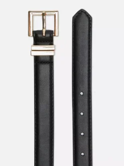 Wąski pasek ze sztucznej skóry z kwadratową klamrą