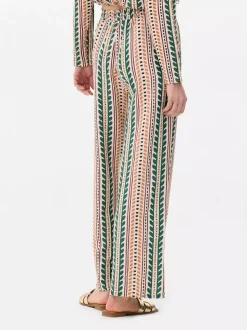 Wzorzyste spodnie ze ściąganym sznurkiem