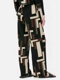 Wzorzyste spodnie ze ściąganym sznurkiem