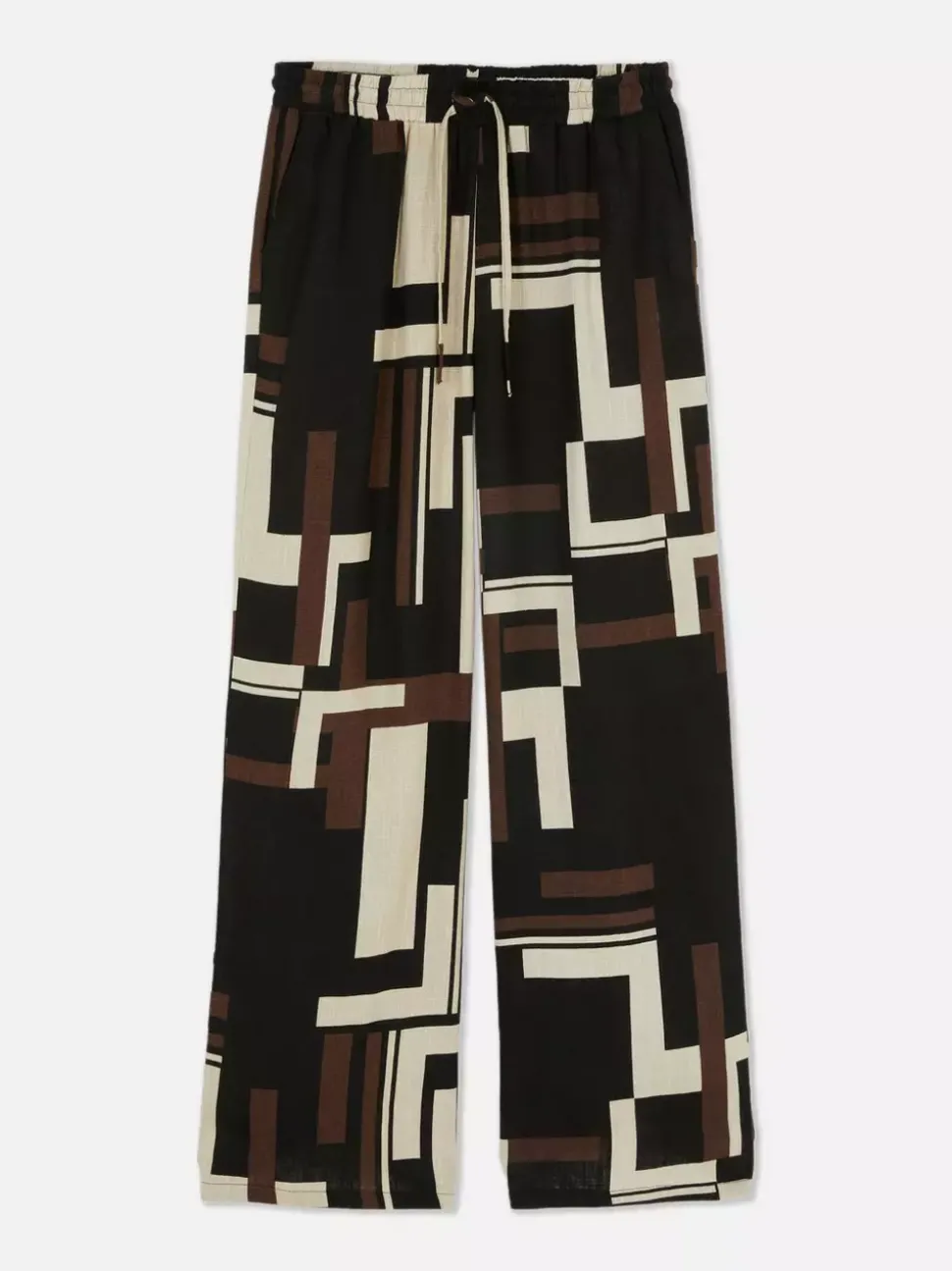 Wzorzyste spodnie ze ściąganym sznurkiem