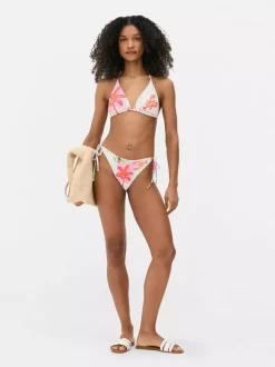 Wzorzysty dół od bikini z wiązaniem po bokach